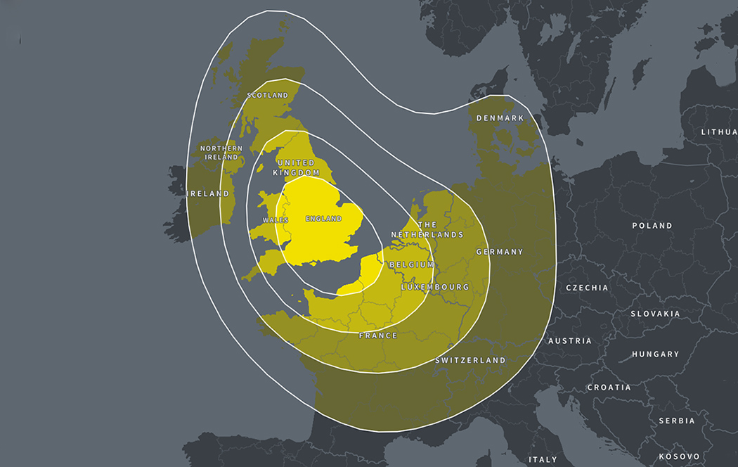 England, Wales and Northwestern Europe